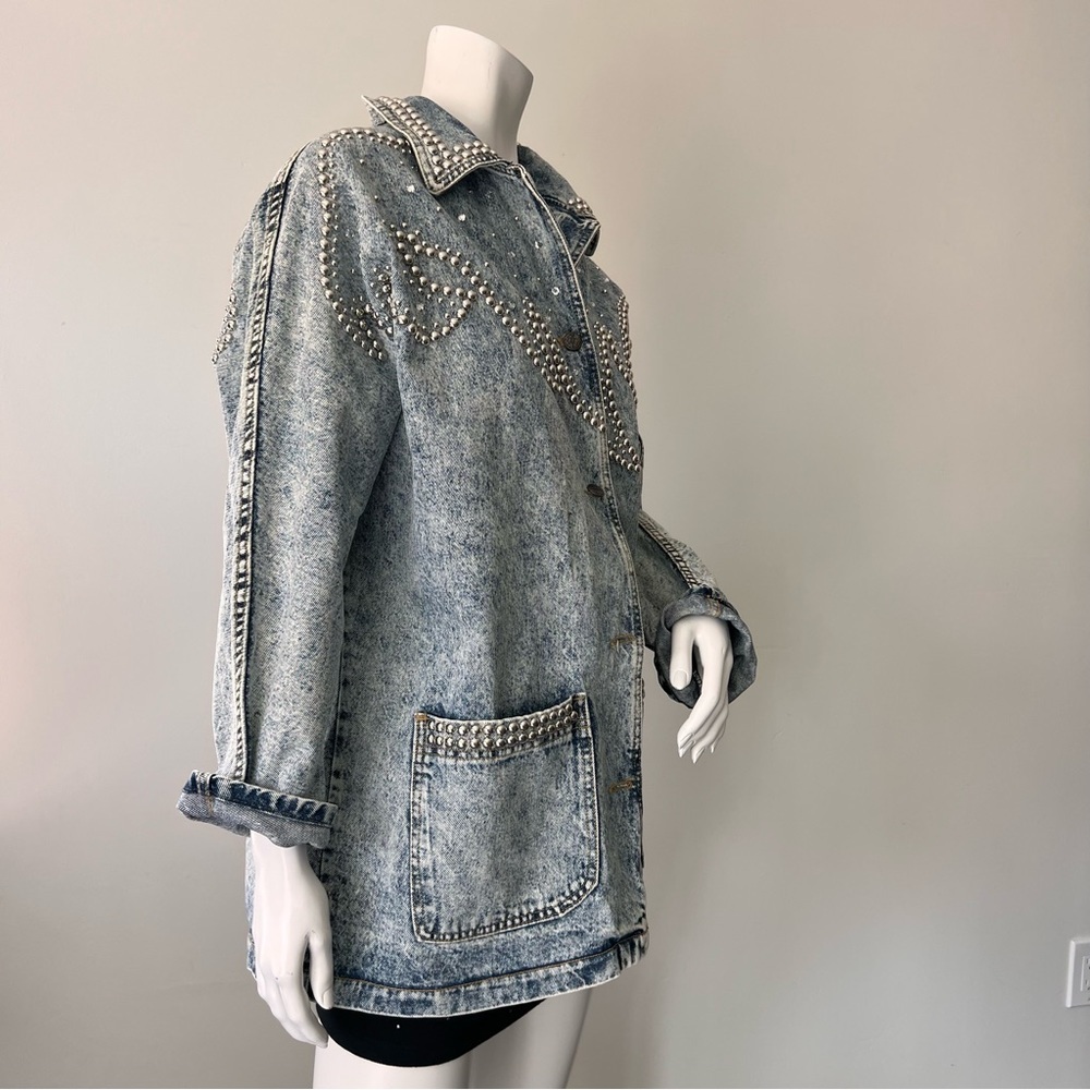 Vintage 80s Acid Washed Denim Studded Jacket Desire By Arlene - Picture 7 of 13